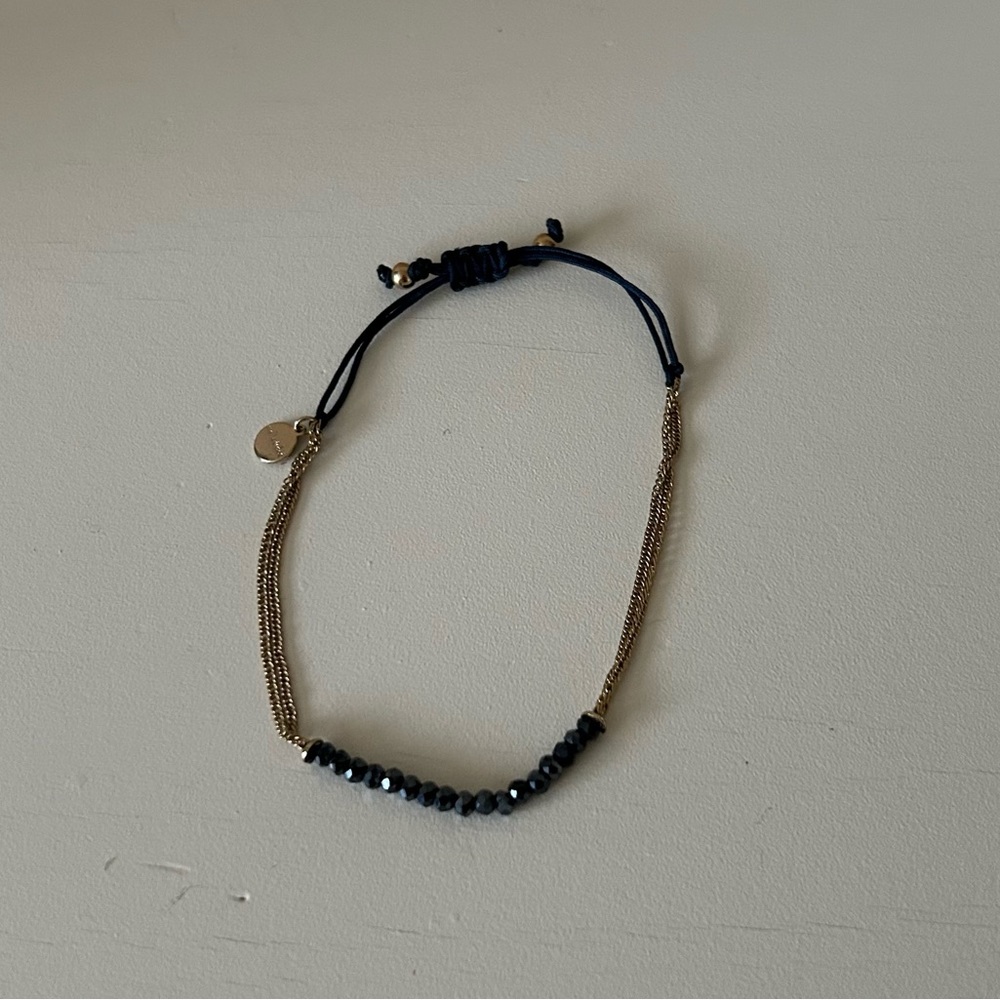Stella and Dot Black and Gold Adjustable Courage Bracelet
